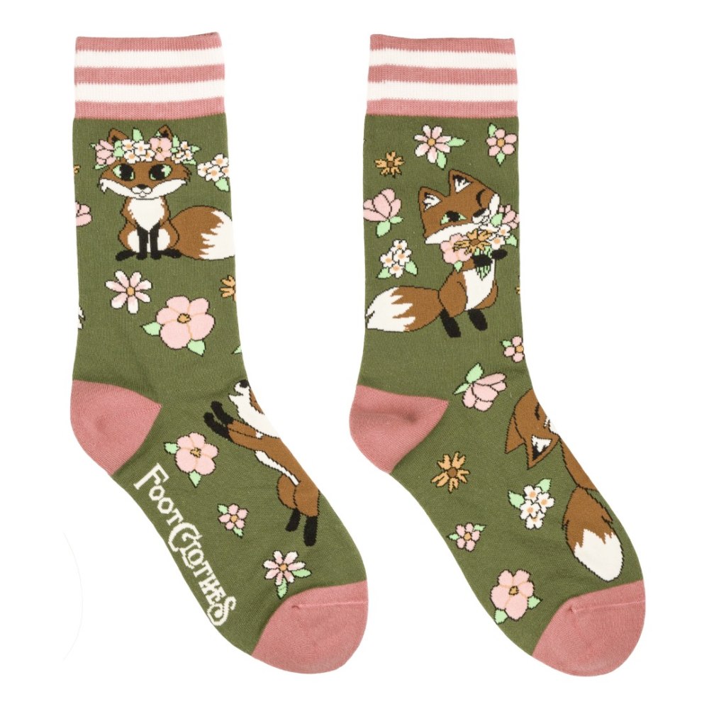 Footclothes - Floral Foxes Sokken - Groen
